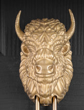 Bearded Bison interchangeable brass knocker head, front view