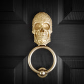 Delicate Scroll Sugar Skull Brass Door Knocker