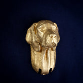 Vizsla interchangeable door knocker head, front view on navy cloth, long soft ears hanging either side of a broad muzzle