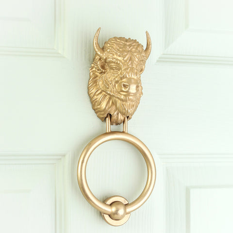 Bearded Bison Brass Door Knocker