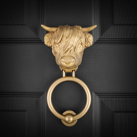 Highland Cow Brass Door Knocker – Traditional