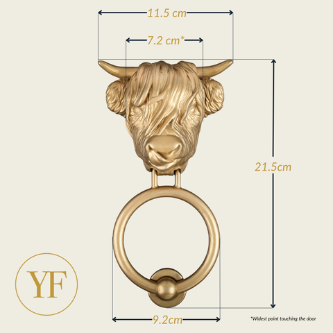 Highland Cow Brass Door Knocker – Tongue Out