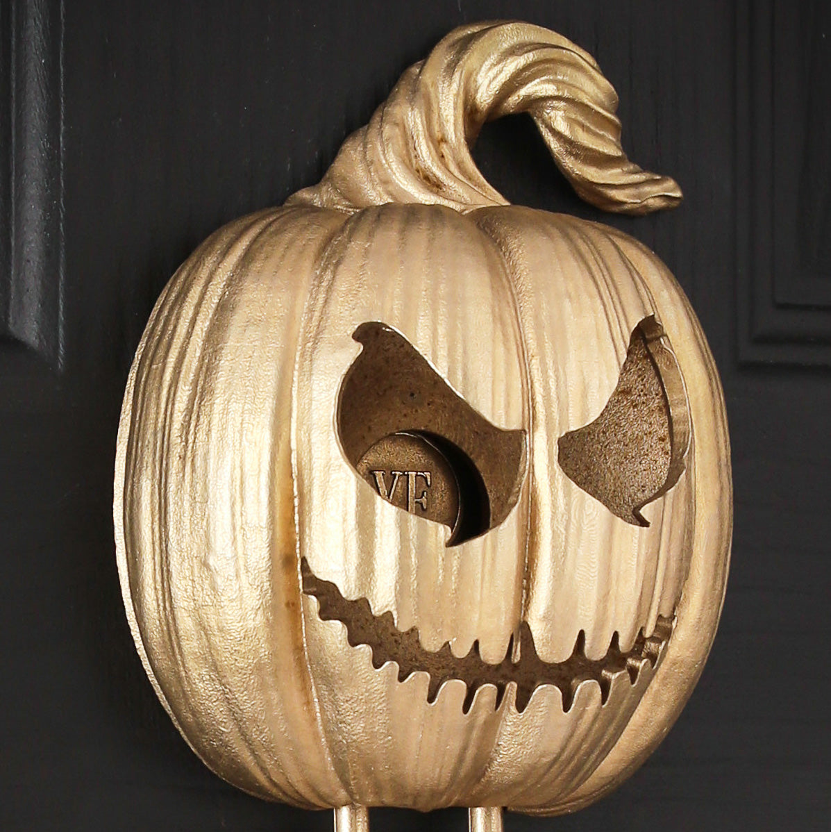 Grimacing Jack-o’-Lantern Brass Door Knocker