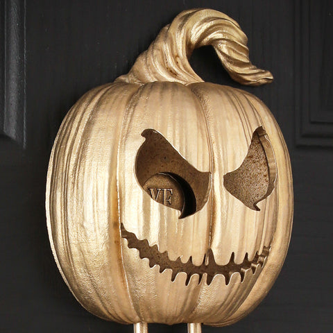 Grimacing Jack-o’-Lantern Brass Door Knocker