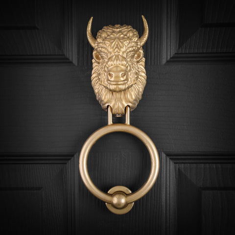 Beardless Bison Brass Door Knocker