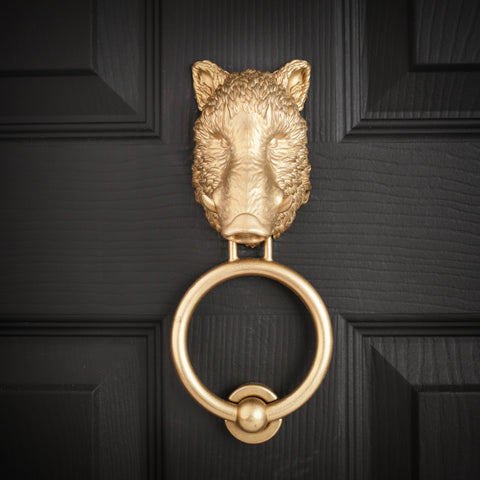 Boar Interchangeable Brass Knocker Head