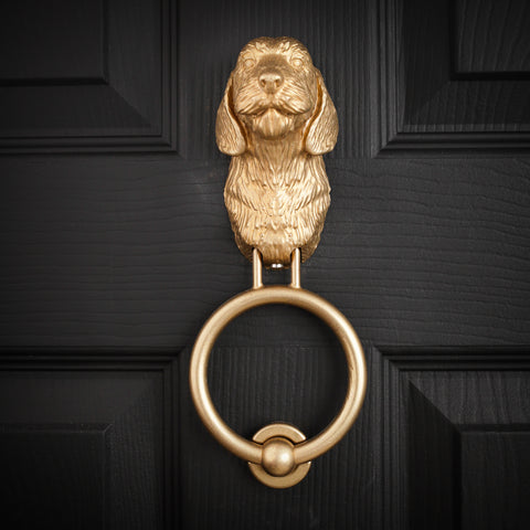 Long-Haired Dachshund Head Brass Door Knocker