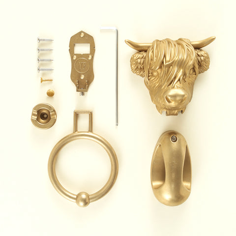 Highland Cow Brass Door Knocker – Traditional