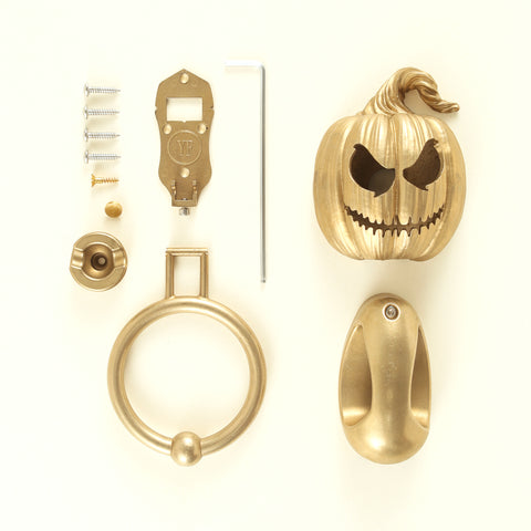 Grimacing Jack-o’-Lantern Brass Door Knocker