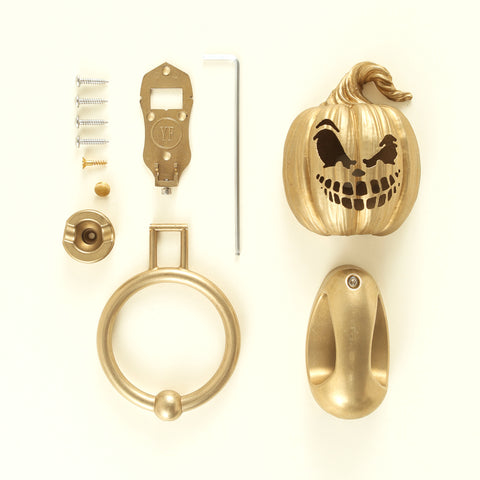 Smirking Jack-o’-Lantern Brass Door Knocker