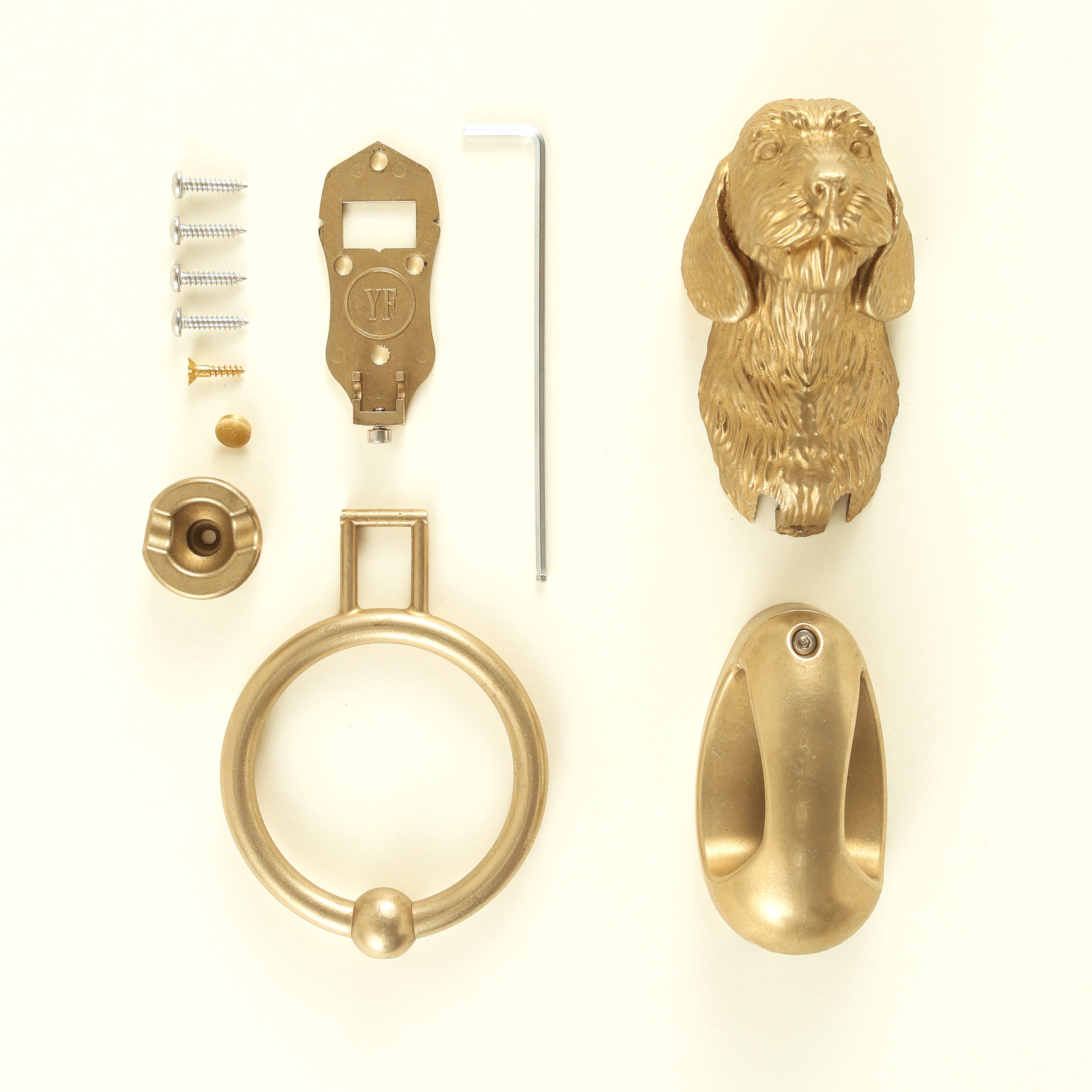 Long-Haired Dachshund Head Brass Door Knocker