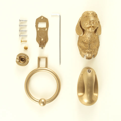 Long-Haired Dachshund Head Brass Door Knocker