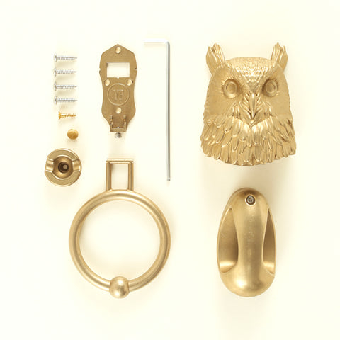 Long-Eared Owl Brass Door Knocker