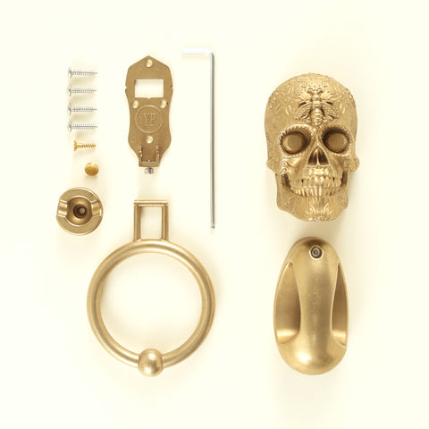 Bee and Diamond Sugar Skull Brass Door Knocker