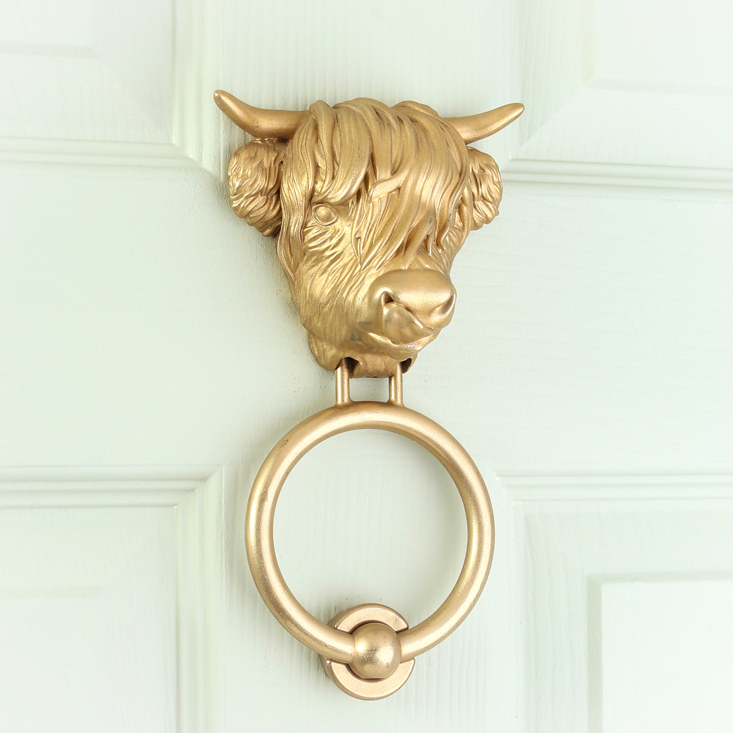 Highland Cow Brass Door Knocker – Tongue Out