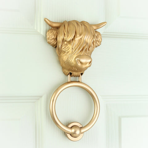 Highland Cow Brass Door Knocker – Traditional
