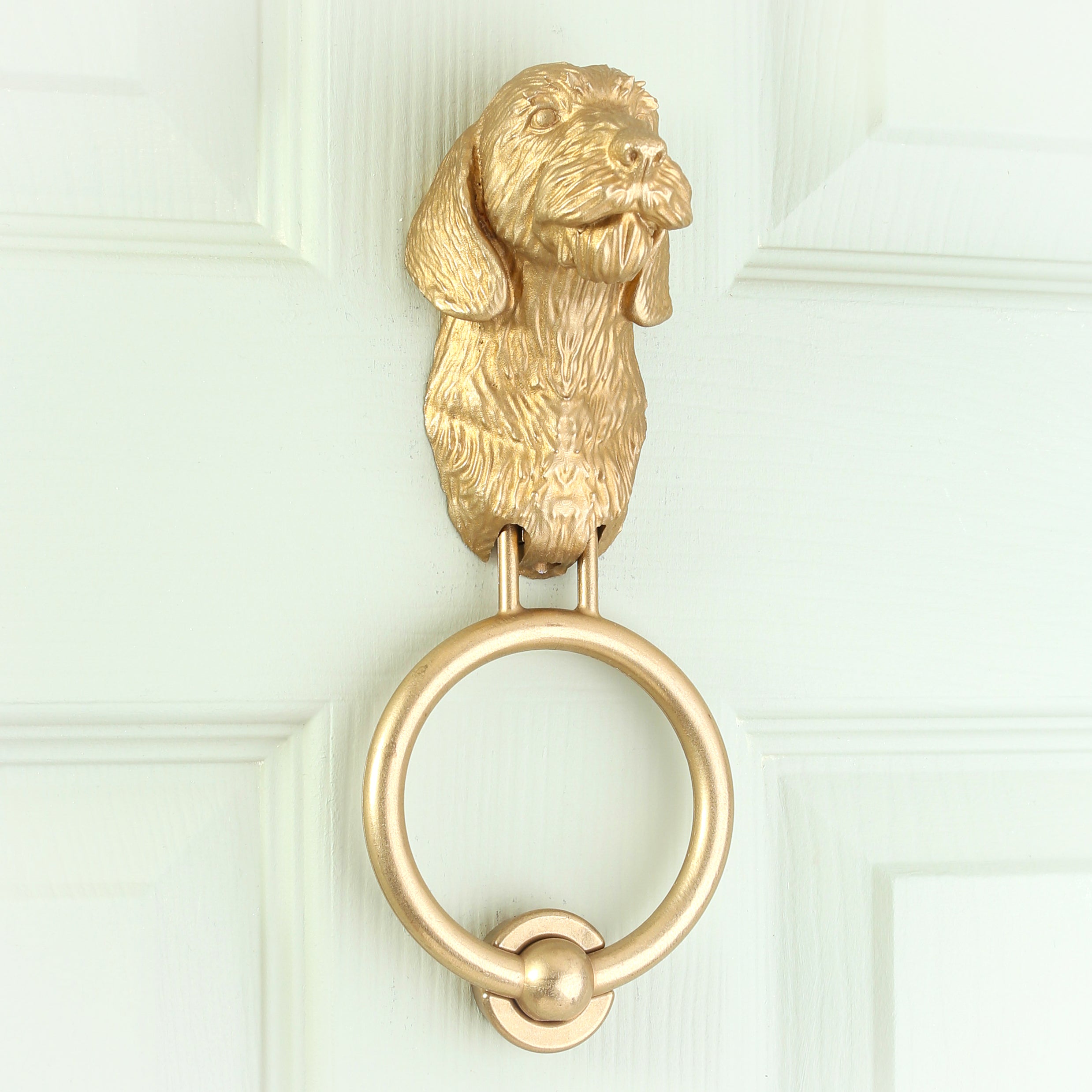 Long-Haired Dachshund Head Brass Door Knocker