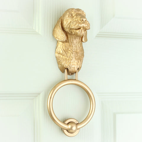 Long-Haired Dachshund Head Brass Door Knocker