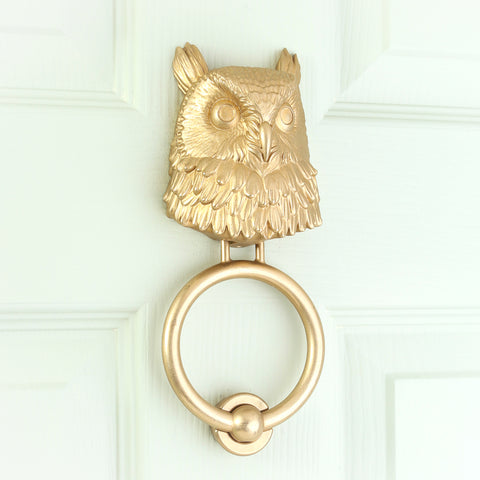 Long-Eared Owl Brass Door Knocker
