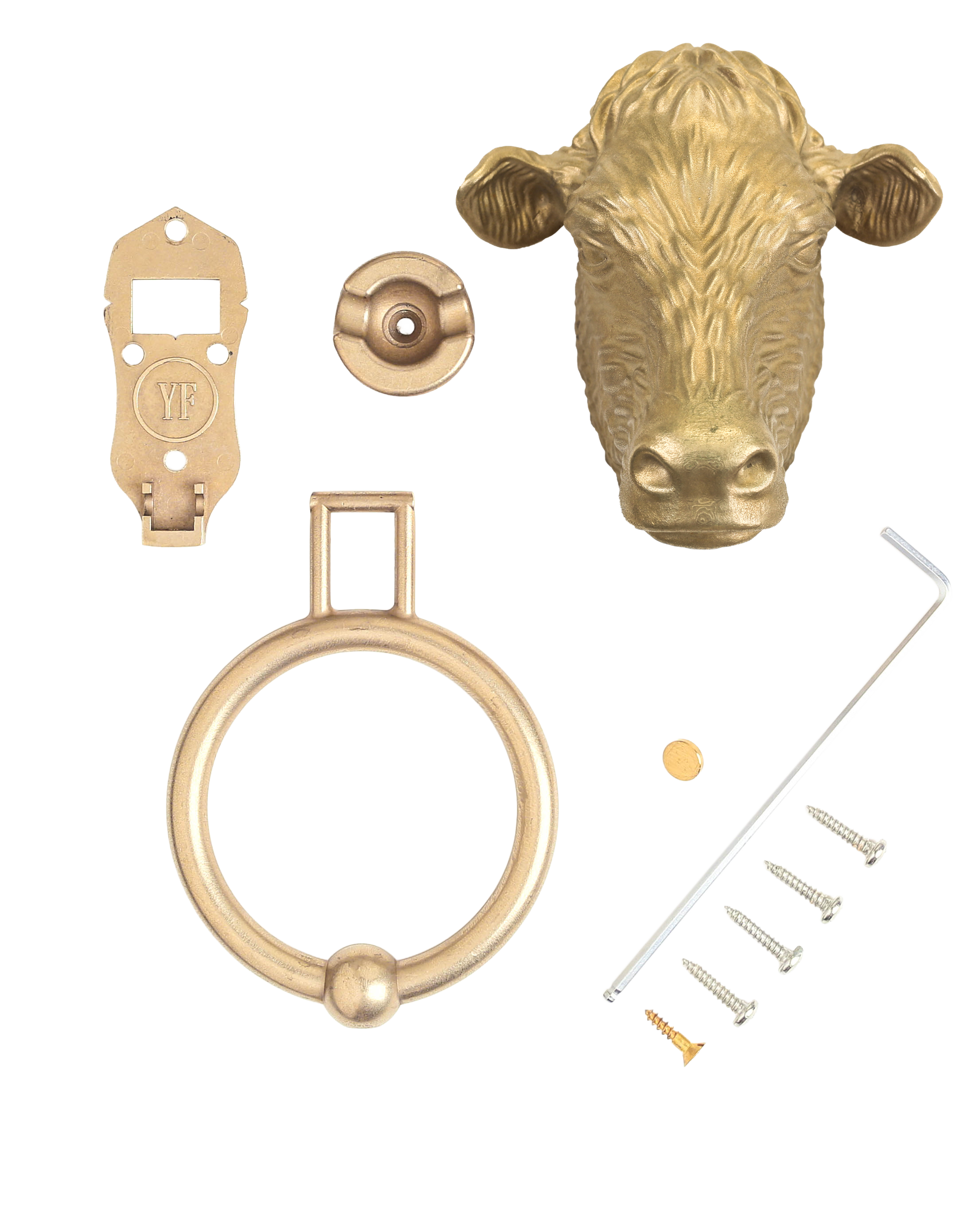 Dairy Cow complete kit contents: head, backplate, ring and fixings