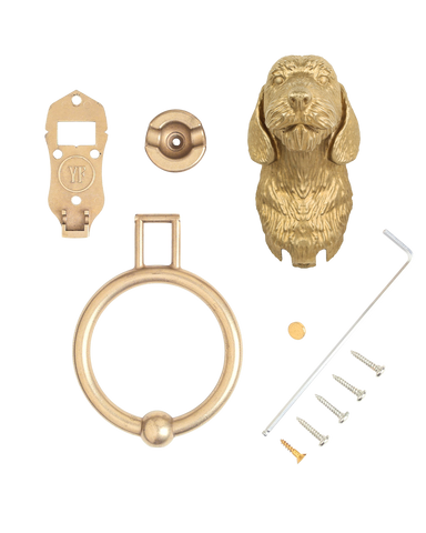 Long-Haired Dachshund Head Brass Door Knocker