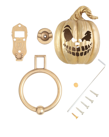 Smirking Jack-o’-Lantern Brass Door Knocker