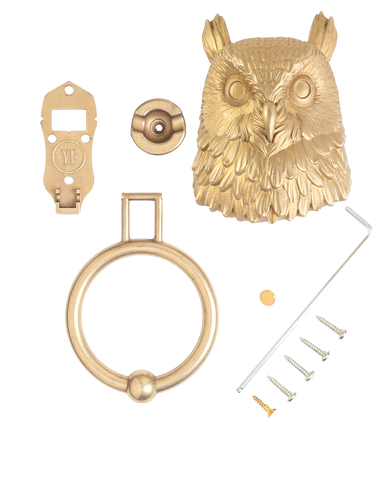 Long-Eared Owl Brass Door Knocker