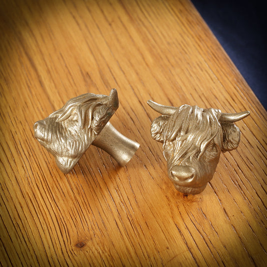 Highland Cow Brass Handle - Artisan Cabinet/Drawer Pull and Knob