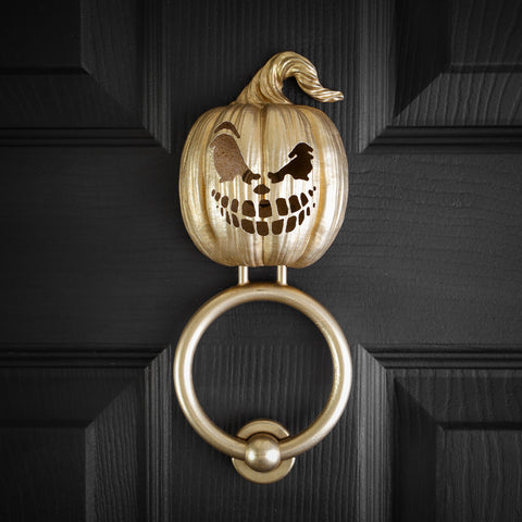 Smirking Jack-o’-Lantern Brass Door Knocker