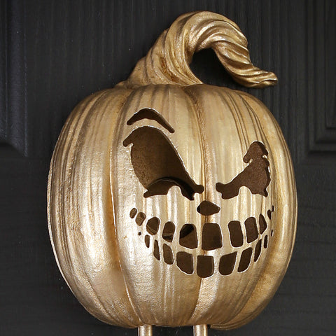 Smirking Jack-o’-Lantern Brass Door Knocker