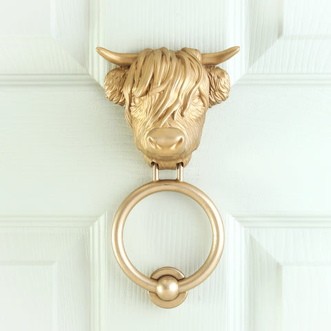 Highland Cow Brass Door Knocker – Traditional