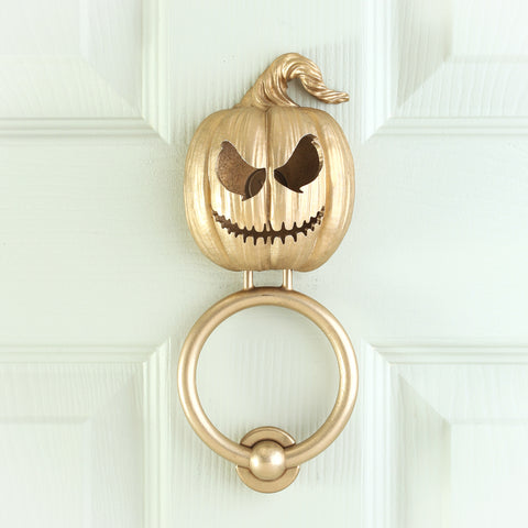 Grimacing Jack-o’-Lantern Brass Door Knocker