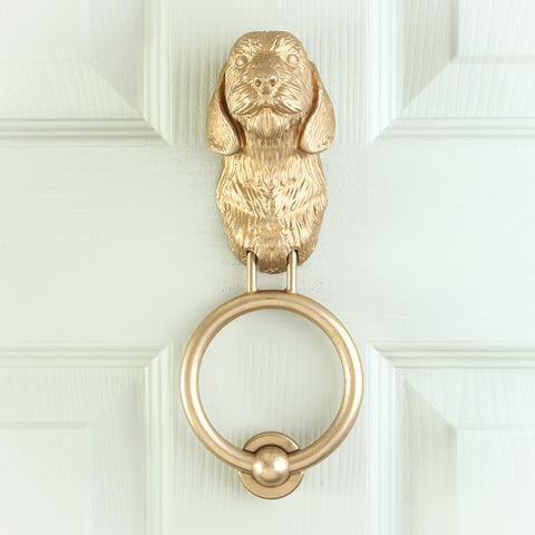 Long-Haired Dachshund Head Brass Door Knocker
