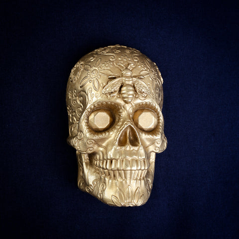 Delicate Scroll Sugar Skull Brass Door Knocker