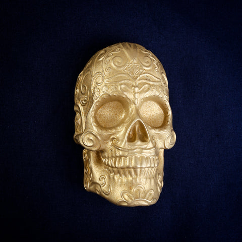 Delicate Scroll Sugar Skull Brass Door Knocker